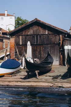 gondola repair station in Venice. High quality photo
