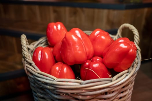 red pepper in a basket. High quality photo