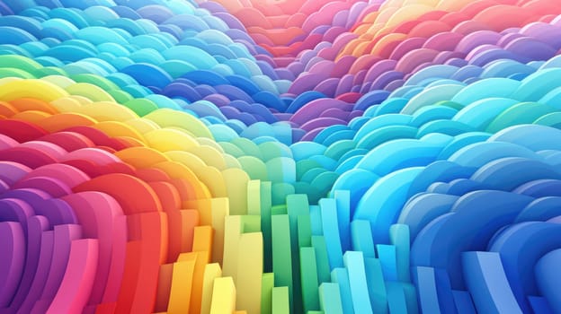 Rainbow geometric cubes abstract background AI