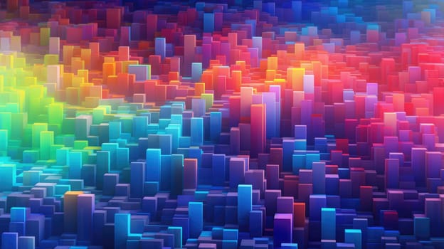 Rainbow geometric cubes abstract background AI