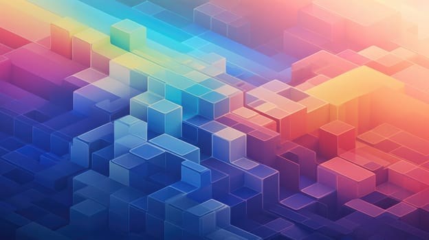 Rainbow geometric cubes abstract background AI