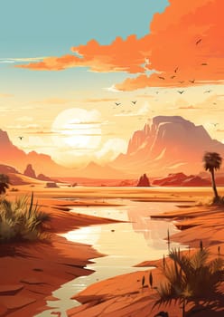 Wilderness Horizon: Majestic Sunset over the Desert Mountains