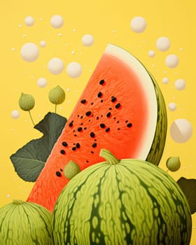 Fresh and Juicy Watermelon Slice on Green Background: A Delicious and Healthy Summer Snack