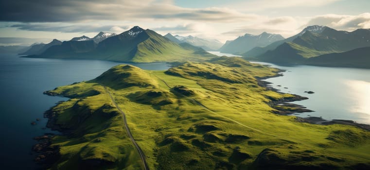 Majestic Nordic Highland: A Glorious Panorama of Green Mountains and Volcanic Scenery, Offering an Adventurous Hiking Journey in Iceland's Stunning Landmannalaugar