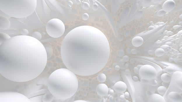 Beautiful luxury creative 3D modern abstract light background consisting of white balls and spheres with light digital effect, copy space
