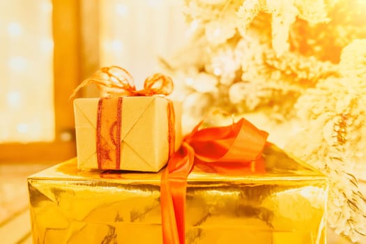 presents under Christmas tree, evoking festive, celebratory atmosphere.
