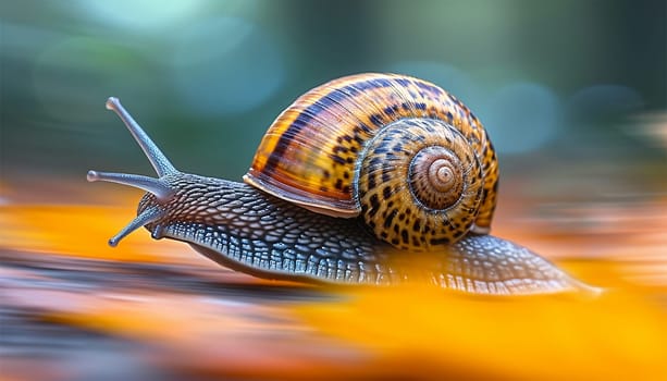 Super fast turbo snail. Successful fast moving snail. Amazing power concept and business skill services success or competitive advantage as a powerful rocket fast snail winning and overcoming challenges in a 3D illustration style. Copy space