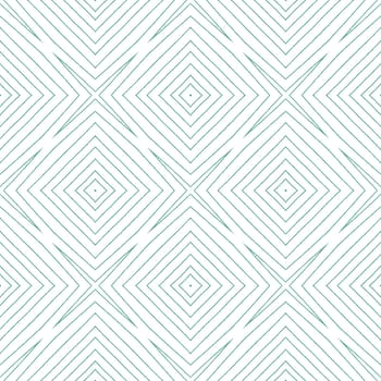 Ikat repeating swimwear design. Turquoise symmetrical kaleidoscope background. Summer ikat sweamwear pattern. Textile ready stunning print, swimwear fabric, wallpaper, wrapping.