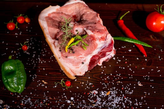 Raw rib eye beef steak on a black background. High quality photo