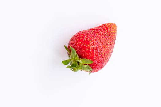 top view of red, ripe, juicy strawberries on a white background. isolate.