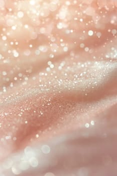 A dreamy, soft-focus close-up of sparkling particles in blush pink, perfect for cosmetic backgrounds, festive occasions, and creating a magical, whimsical atmosphere in various designs. Generative AI