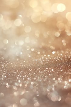 Ethereal golden bokeh lights on a warm beige background, evoking a festive, dreamy atmosphere. Ideal for holiday season graphics, celebratory backdrops, or elegant product displays. Generative AI