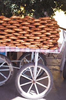 Turkish Bagel Simit selling in a van ,