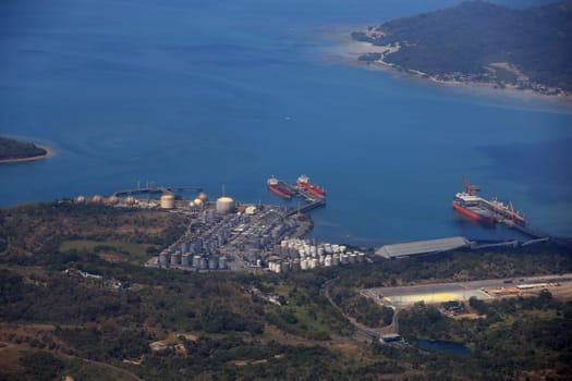 madre de deus, bahia, brazil - october 30, 2023: aerial view of the Madre de Deus Terminal - Temadre.