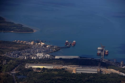 madre de deus, bahia, brazil - october 30, 2023: aerial view of the Madre de Deus Terminal - Temadre.