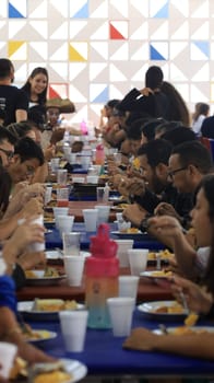 euclides da cunha, bahia, brazil - setembro 18, 2023: students from a public school having a meal at the teaching unit