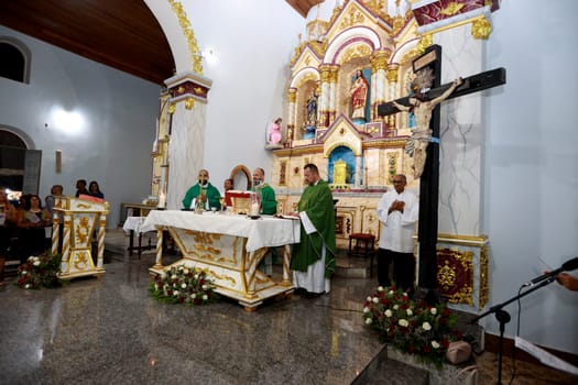 monte santo, bahia, brazil - october 30, 2023: celebration of mass in a catholic church in the city of Monte Santo.