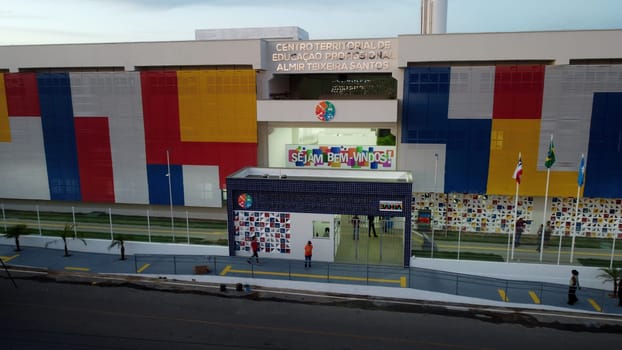 formosa do rio preto, bahia, brazil - december 8, 2023: aerial view of a full-time public school in the city of Formosa do Rio Preto.