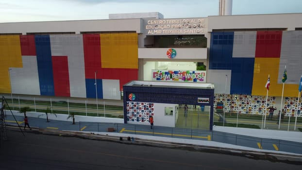 formosa do rio preto, bahia, brazil - december 8, 2023: aerial view of a full-time public school in the city of Formosa do Rio Preto.