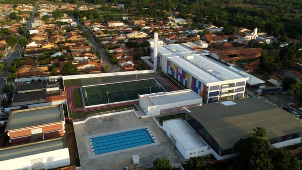 formosa do rio preto, bahia, brazil - december 8, 2023: aerial view of a full-time public school in the city of Formosa do Rio Preto.