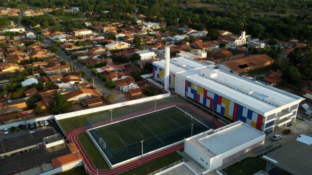 formosa do rio preto, bahia, brazil - december 8, 2023: aerial view of a full-time public school in the city of Formosa do Rio Preto.