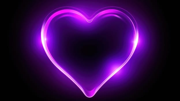 Glowing Neon Love Symbol, a Bright Romantic Background Heart on Valentine's Day.