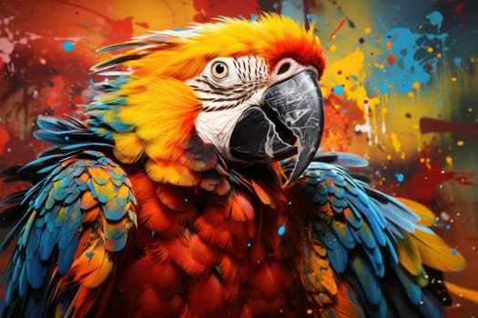 Vibrant Parrot: Beautiful Feathers and Exotic Colours in Tropical Rainforest Background