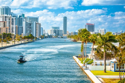 Town of Hollywood waterway panoramic view, Florida, United states of America
