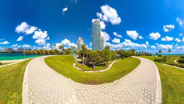 Miami Beach South beach scenic ocean walkway view, Florida state, United States of America