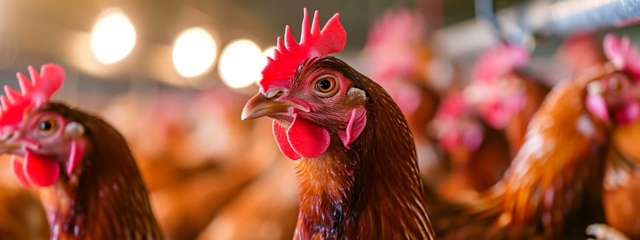 Chickens broilers on the farm. Selective focus. animals Generative AI,