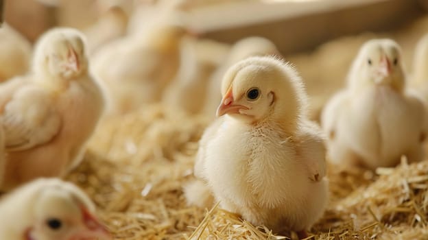 Chickens broilers on the farm. Selective focus. animals Generative AI,