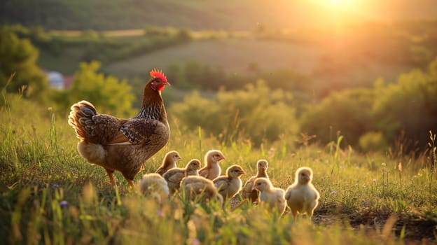 Chickens broilers on the farm. Selective focus. animals Generative AI,