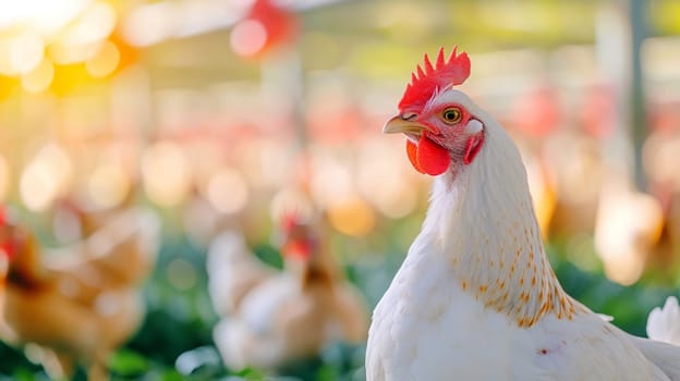 Chickens broilers on the farm. Selective focus. animals Generative AI,