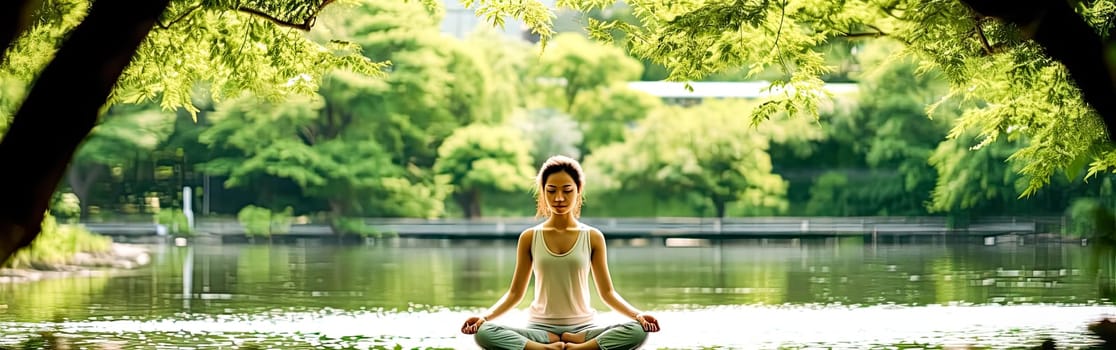 Connect with nature as a girl gracefully practices yoga, finding serenity in the outdoor surroundings. Her poses harmonize with the natural beauty of the environment.