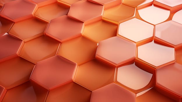 geometric pattern with copper hexagons creating an abstract background.