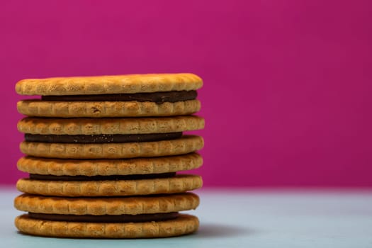 Sandwich biscuits with chocolate filling