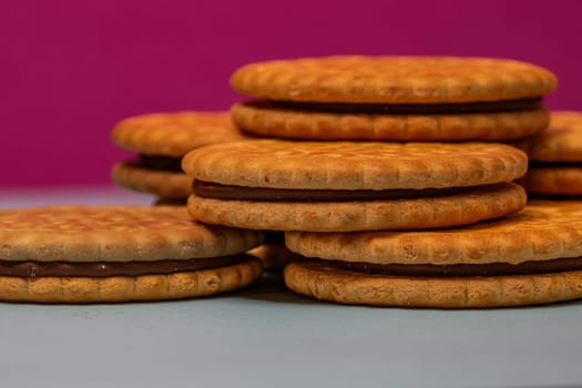 Sandwich biscuits with chocolate filling