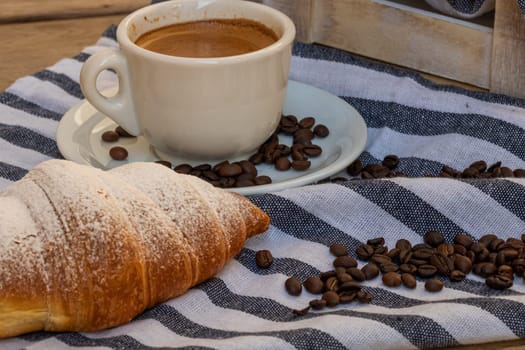 Delicious, fresh croissants. French breakfast concept