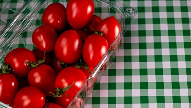 Selective focus on ripe delicious cherry tomatoes, close up