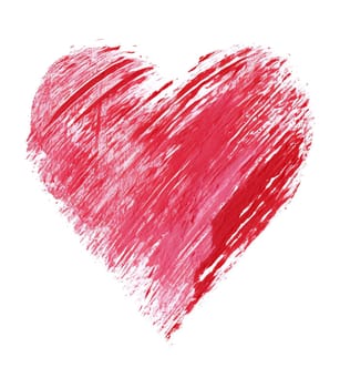 Textured hand-painted red heart on a white background - Valentine's day concept - generative AI