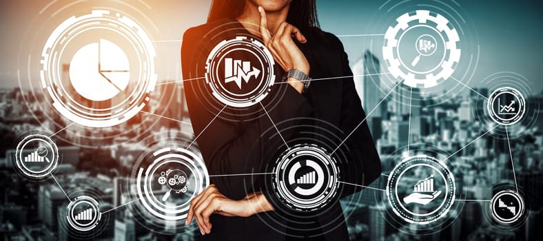 Data Analysis for Business and Finance Concept. Graphic interface showing future computer technology of profit analytic, online marketing research and information report for digital business strategy.