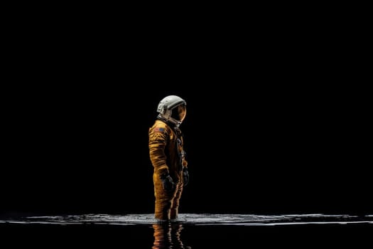 A lone astronaut stands against the backdrop of infinite cosmic solitude. Generative AI.