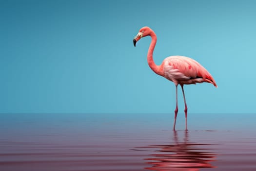 flamingo extreme minimalism empty space. Generative AI.