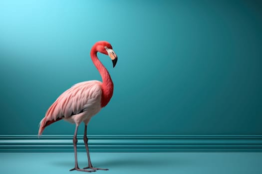 flamingo extreme minimalism empty space. Generative AI.