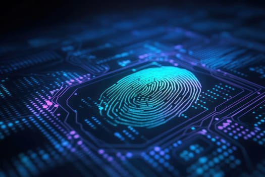 Fingerprint scan provides cyber security access. Generative AI.