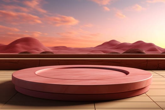 Abstract scene podium for product presentation in minimalism style. 3d render. Generative AI.