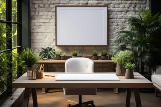 Blank canvas mock up modern office. Generative AI.