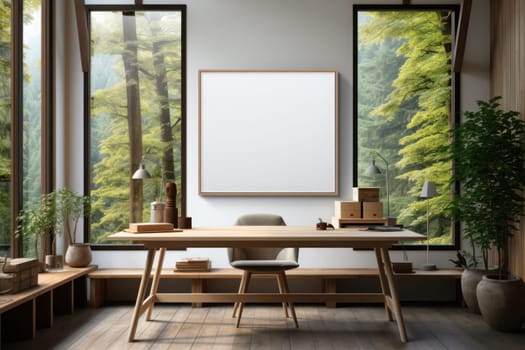 Blank canvas mock up modern office. Generative AI.