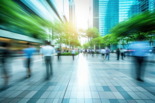 Abstract Image of Business motion blur People Walking on the Street, natural light. Generative AI.