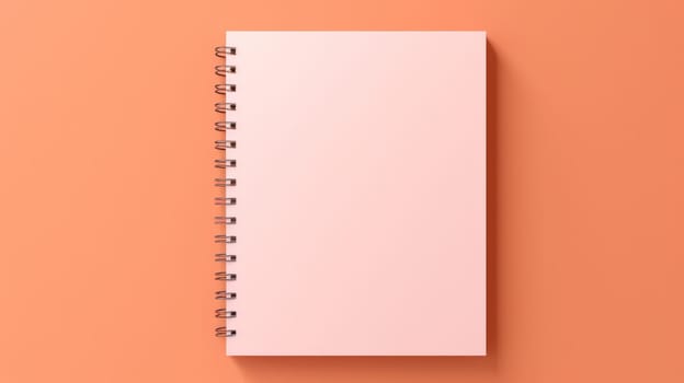 Blank Notebook on White Desk with Open Spiral Top Memo Pad, Minimal Design and Pastel Pink Background